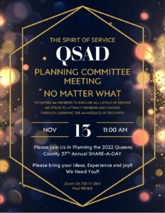Queens County Share-A-Day Planning Meeting @ Virtual Platform | New York | United States
