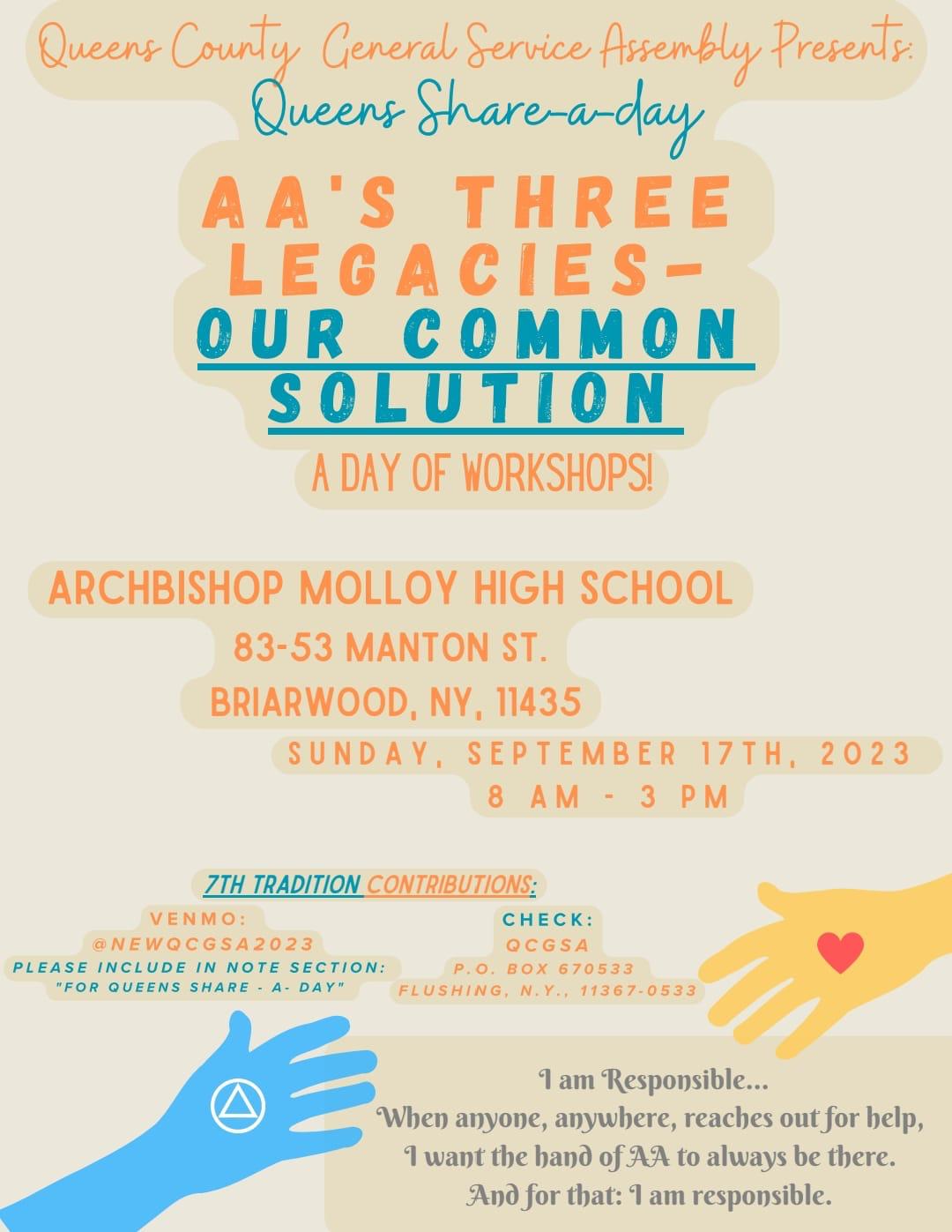 QCGSA presents it's Annual Queens County Share-A-Day! @ Arch Bishop Molloy High School