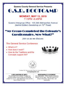 Queens County G.S.R Bootcamp @ Queens Intergroup Office | New York | United States