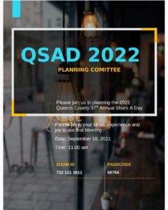Queens County Share-A-Day 2022 Planning Meeting @ Virtual Platform | New York | United States